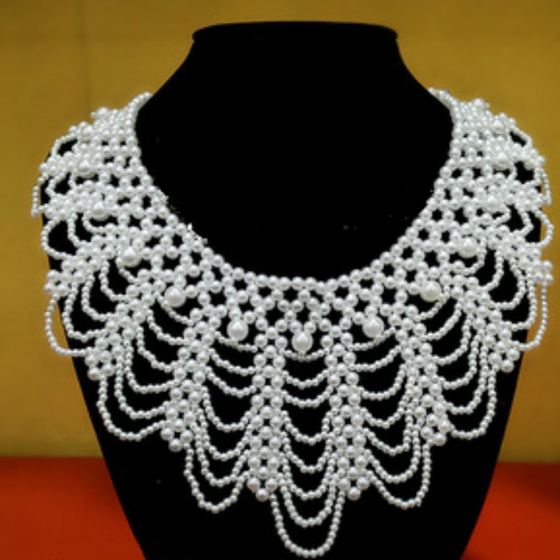Beaded Trim Fringe - Novo Colar de Renda com Pérolas