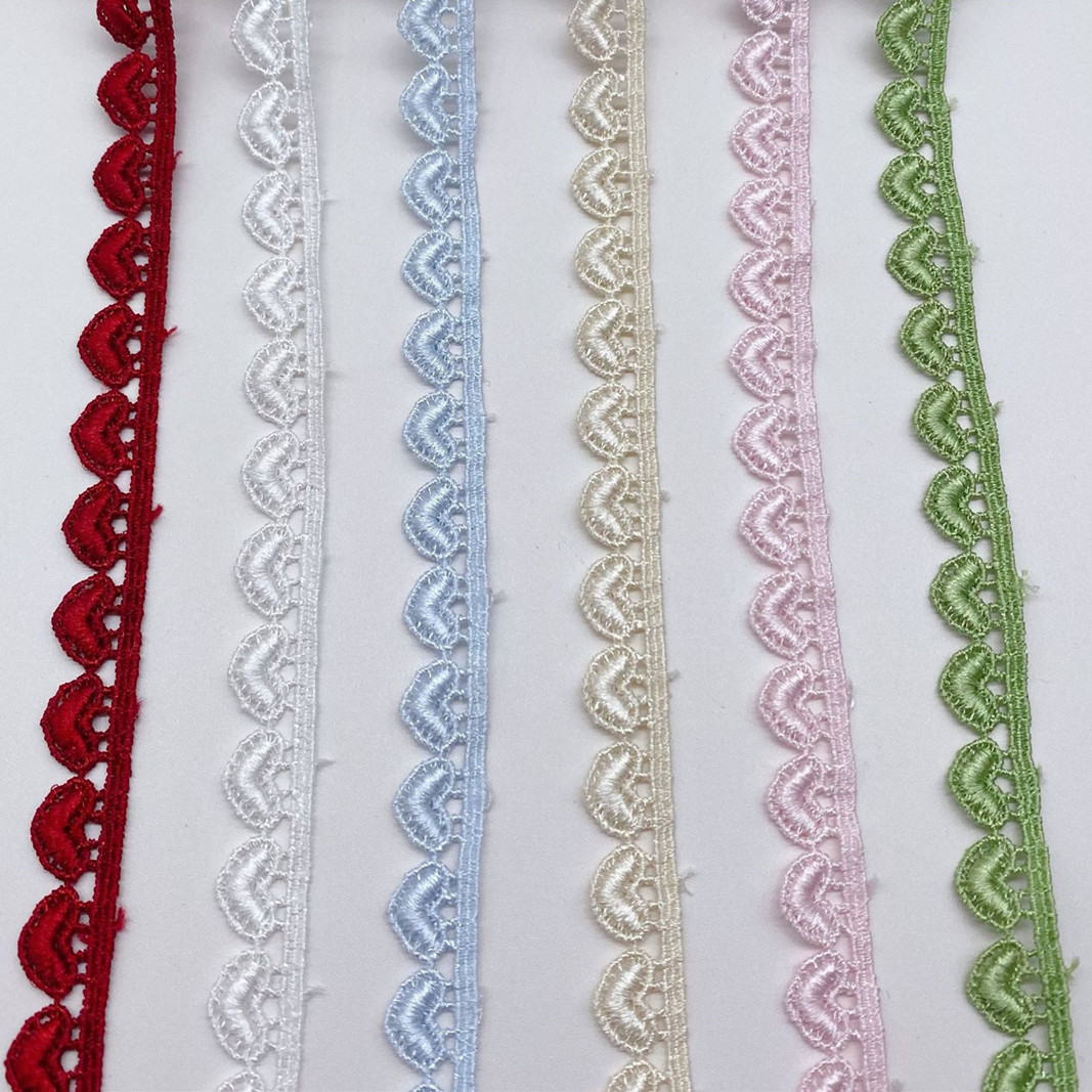 Lace Ribbon Trim - 4 jardas bordado multicolorido amor unilateral