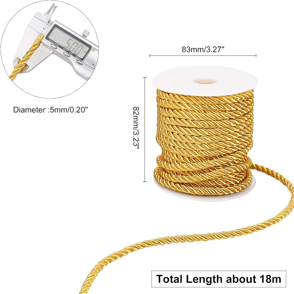 1 rolo de 59 pés cabo dourado  - Cord Trim Twisted avaliação e preço