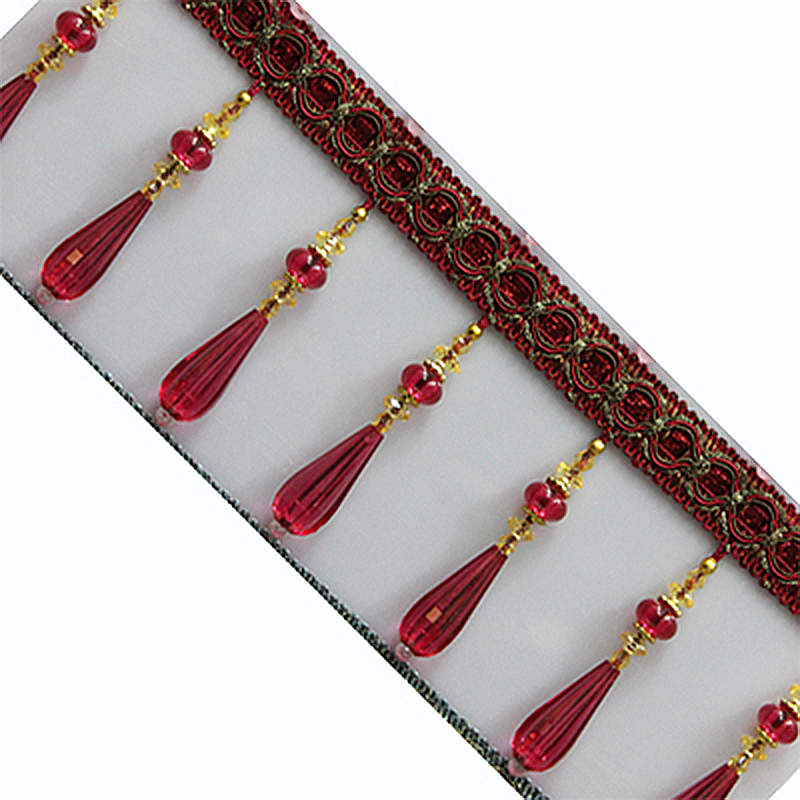 1m pingente de cristal borla g - Beaded Trim Fringe avaliação e preço