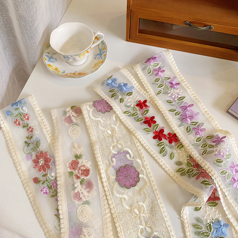 1 jarda renda bordada flor fit - Lace Ribbon Trim avaliação e preço